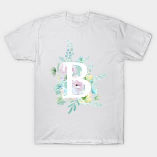 Botanical alphabet B green and purple flowers T-Shirt